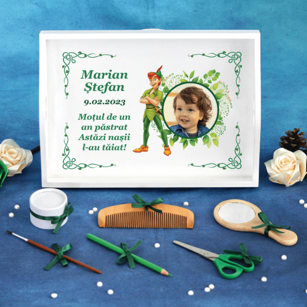 tavita mot aniversare verde baiat peter pan 7 piese personalizata