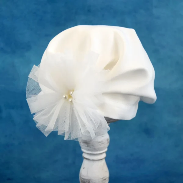 turban botez alb perle fetita