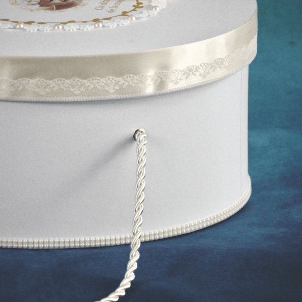 cufar cutie botez auriu ivoire perle personalizat