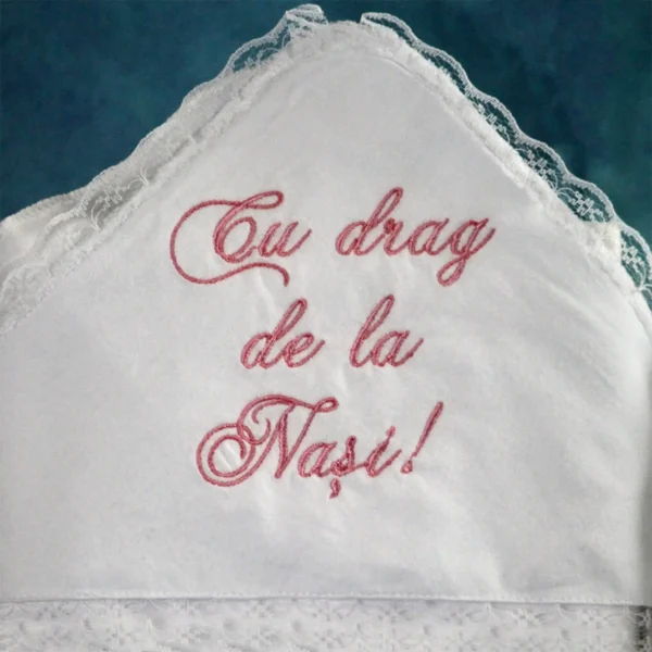 broderie cu drag de la nasi panza mir trusou botez roz