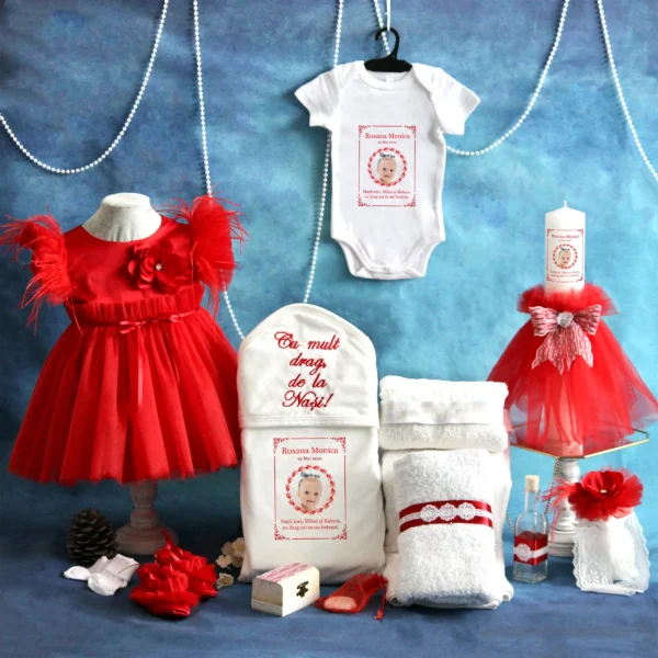 trusou set complet cataleya 13 piese rosu personalizat