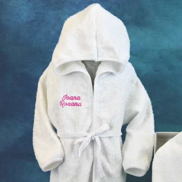 halat bebe personalizat baita broderie roz