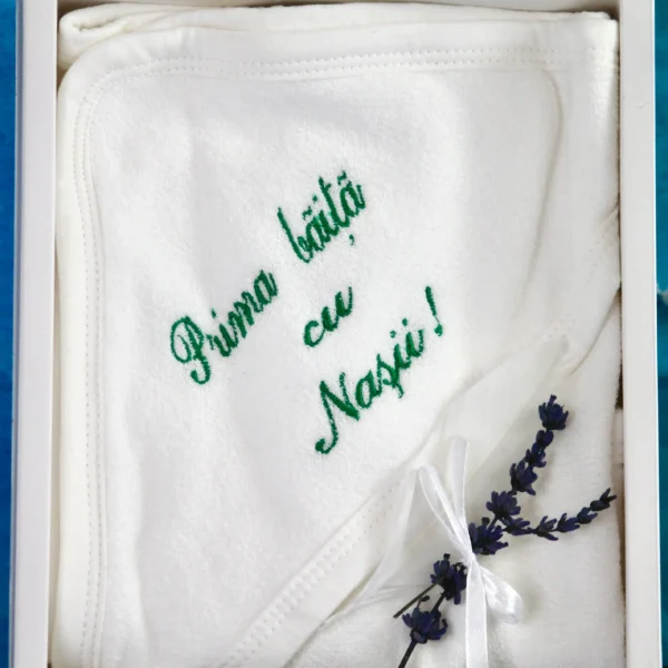 set baita dupa botez prosop verde bebe