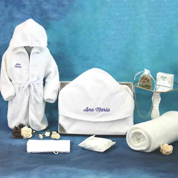 set complet baita personalizat broderie nume 7 piese mov lila