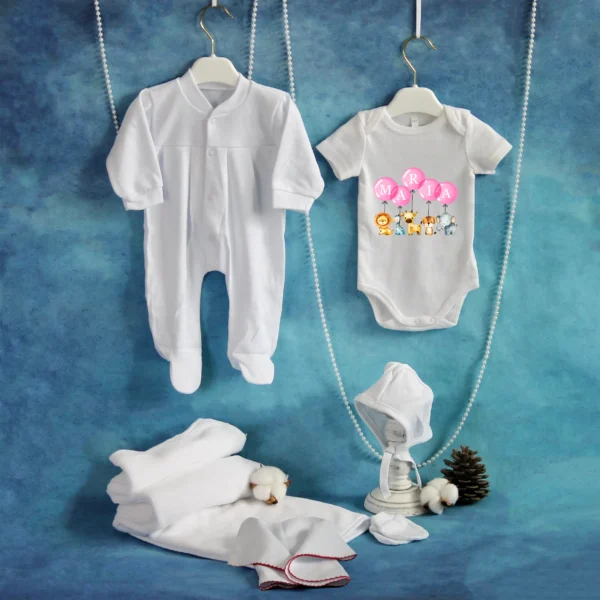 set nou nascut maternitate iesit din spital bebe cutie cadou 6 piese personalizat roz fetita