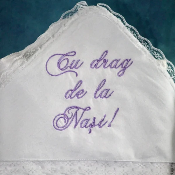 broderie cu drag de la nasi panza mir trusou botez mov