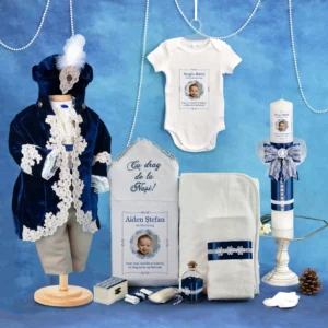 trusou set complet botez fabrizio bleumarin 16 piese personalizat