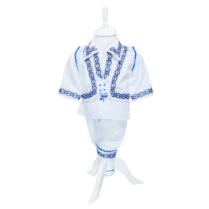 costum botez national albastru 4 piese