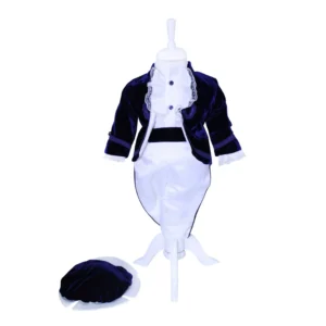 costum botez print bleumarin 4 piese