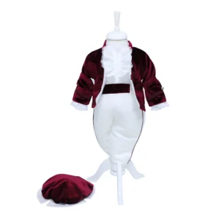 costum botez print rosu catifea 4 piese