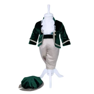 costum botez print verde catifea 4 piese