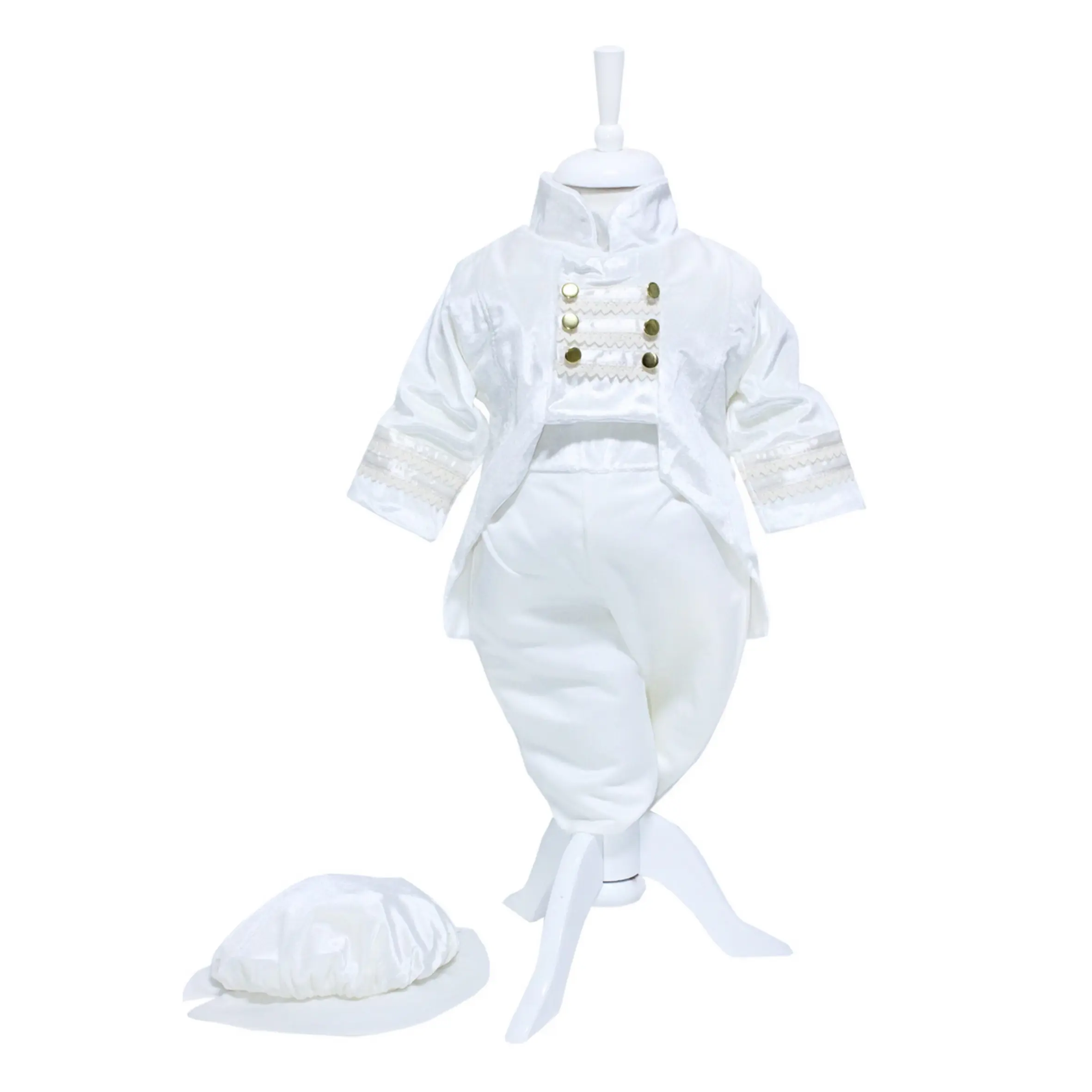 costum botez redingota alb catifea 4 piese