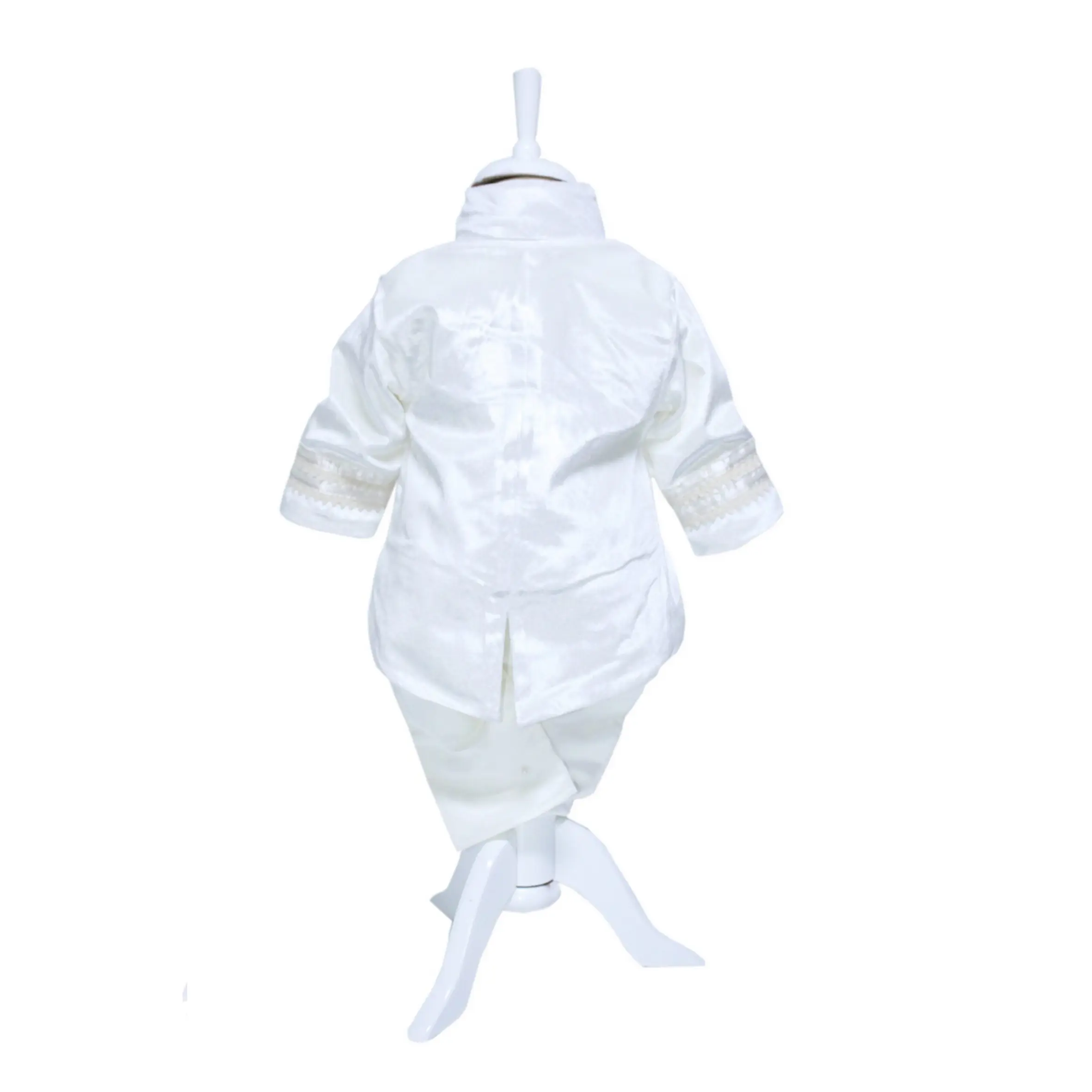 costum botez redingota alb catifea sacou