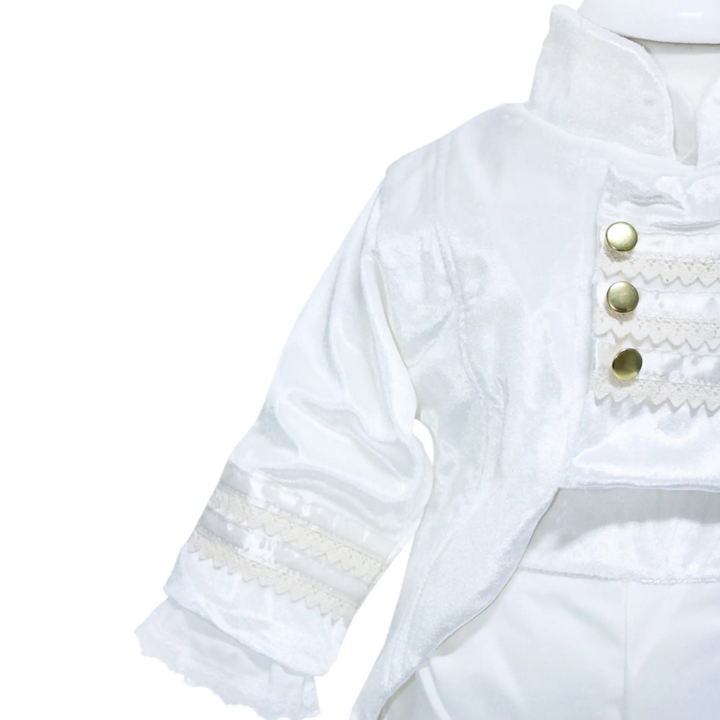 costum botez redingota alb catifea