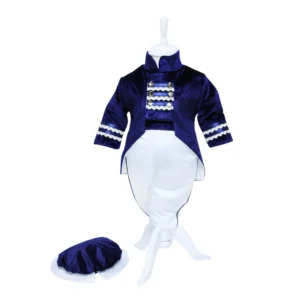 costum botez redingota bleumarin catifea 4 piese